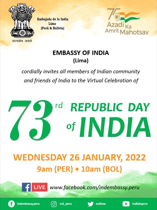 Celebration of 73rd Republic Day by Embassy of India, Lima